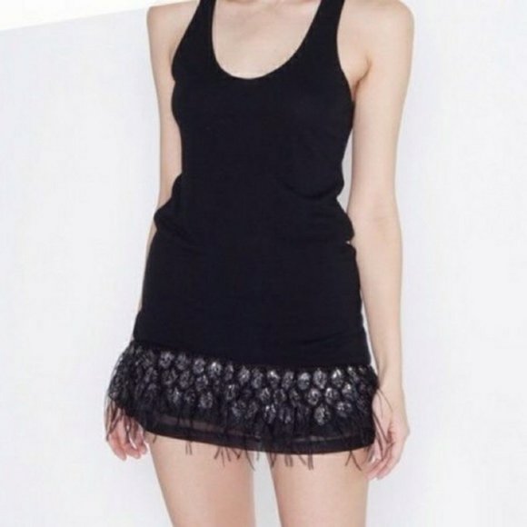 Alice + Olivia Feather Cocktail Racerback Dress - Picture 2 of 2